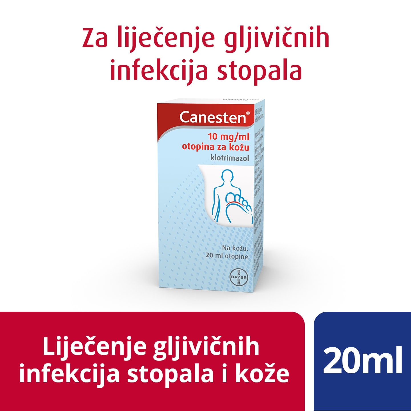Canesten® 10 mg/ml otopina za kožu za uporabu na teže dostupnim dijelovima kože ili dlakama obraslim dijelovima tijela
